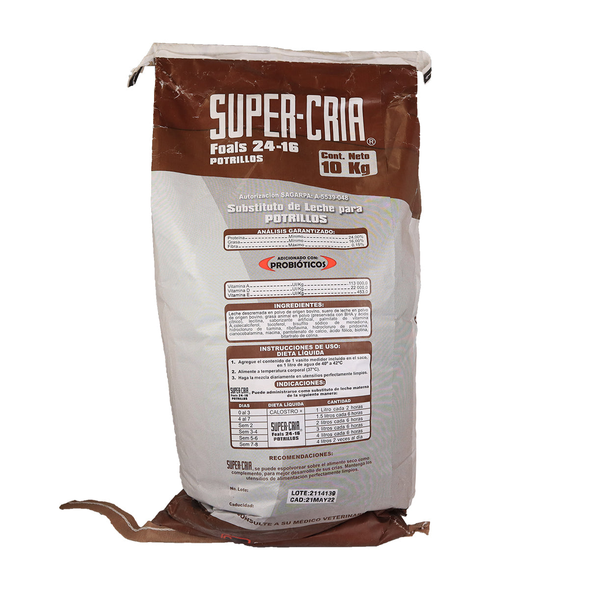 Sustituto de leche Super Cría Foals 24-16 potrillos 10 kg