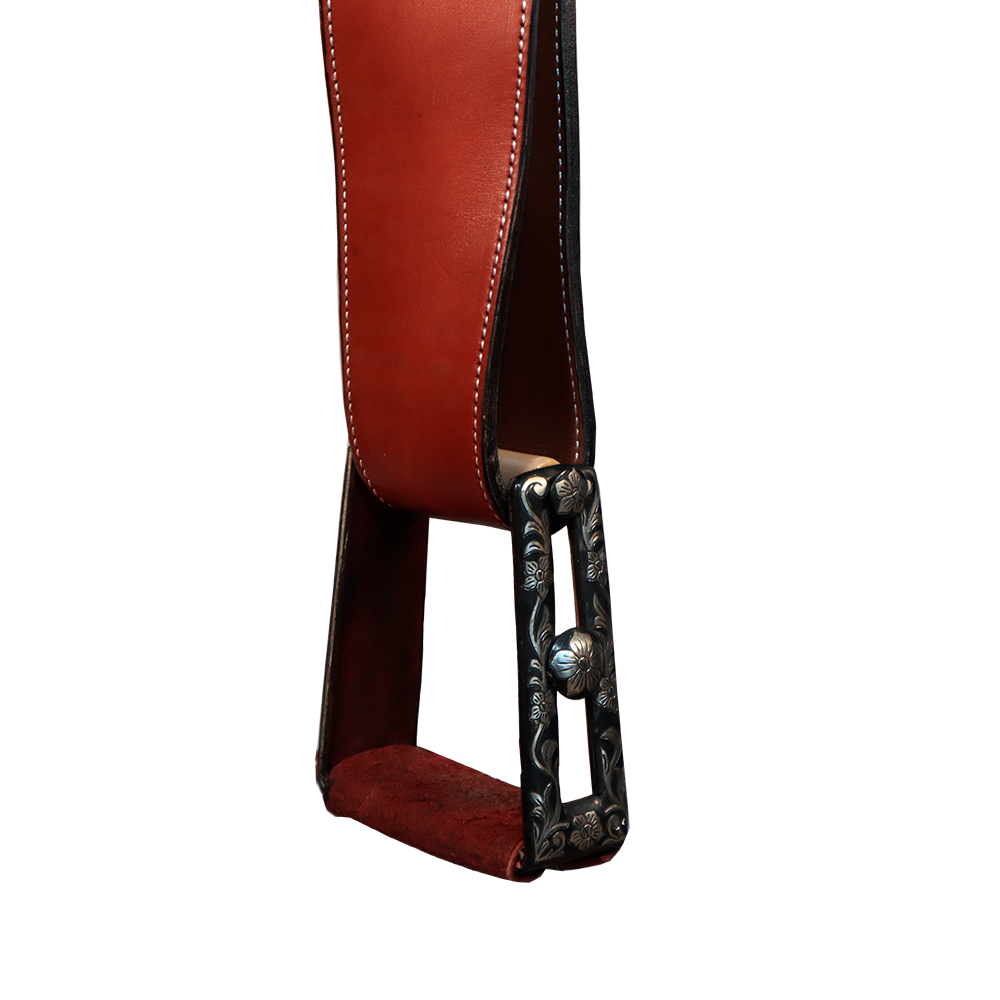 Silla para montar TM cola de pato esquineros piteados con flores color vino
